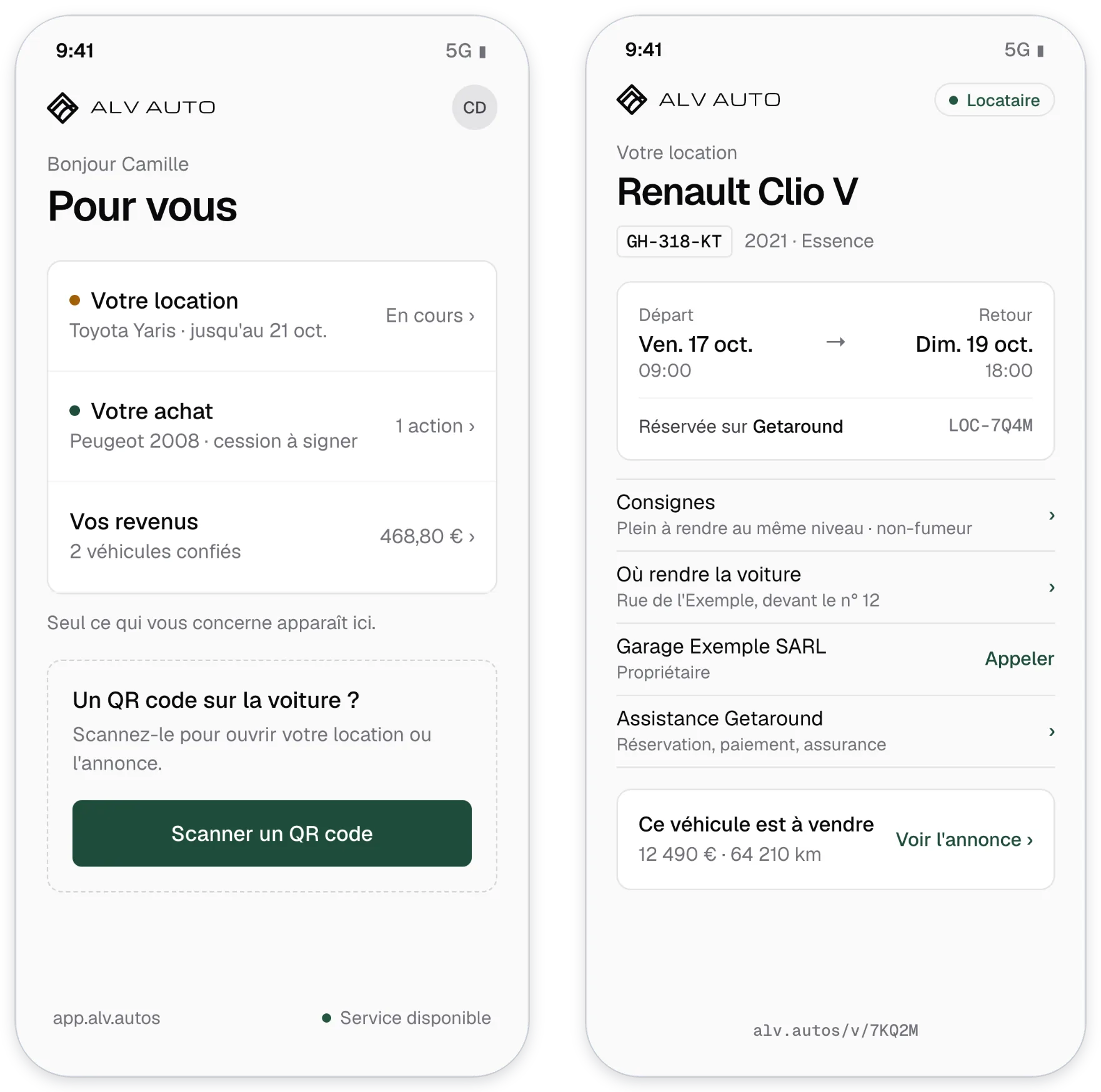 Application des clients ALV
